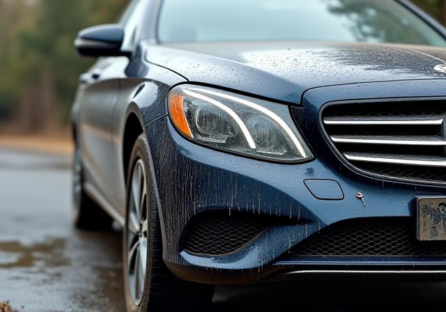 洗車前の汚れたメルセデス・ベンツ