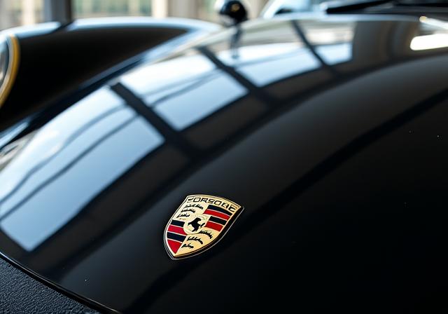 セラミックコーティングで鏡面仕上げになったポルシェ911のボンネット