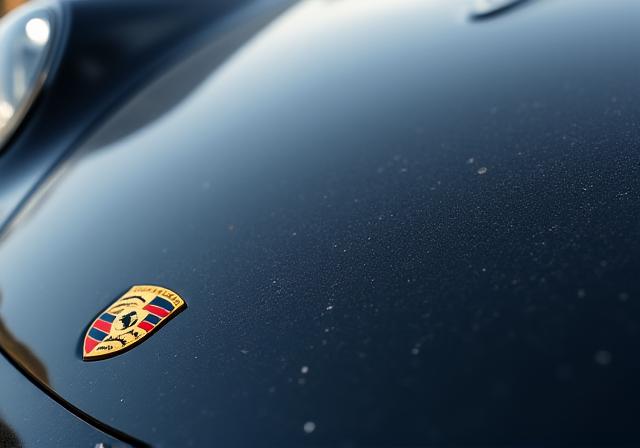 細かい傷のあるポルシェ911のボンネット