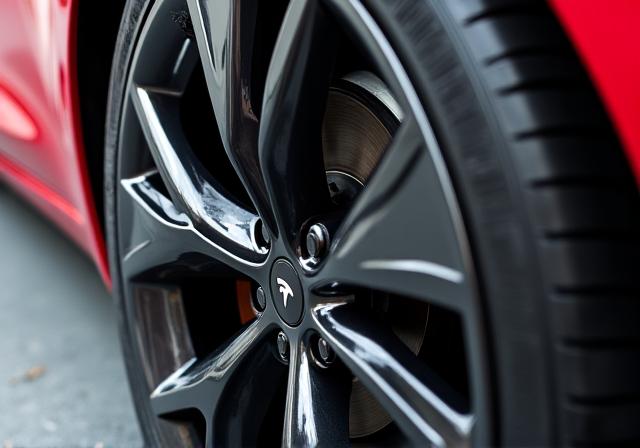 クリーニングとコーティング後のテスラ モデル3のホイール