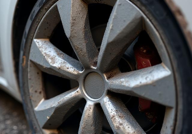 汚れたテスラ モデル3のホイール